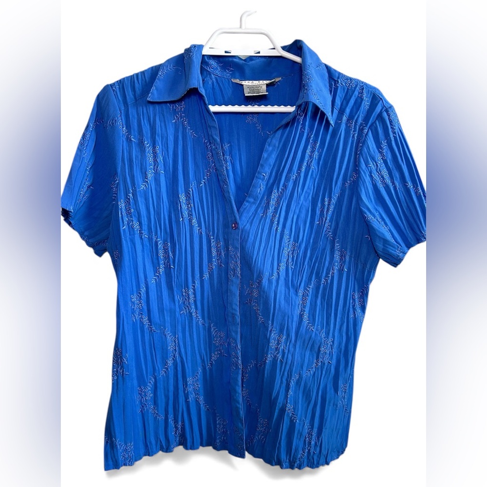 Vintage Fred David Stretch Blue Textured Women's Top